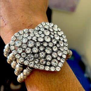 Silver Heart Crystal Bracelet